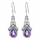Beautiful Teardrop Shape 2ctw Genuine Amethyst 925 Sterling Silver Earrings