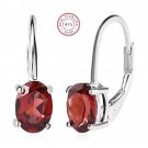 Awesome Oval Shape 1.80ctw Mozambique Garnet Lever Back 925 Silver Earrings