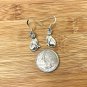UNIQUE 925 Sterling Silver Amazing Cat Hook Dangle Earrings