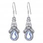 Beautiful Teardrop Shape 2ctw Genuine Blue Topaz 925 Sterling Silver Earrings