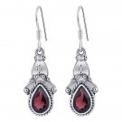 Beautiful Teardrop Shape 2ctw Genuine Garnet 925 Sterling Silver Earrings