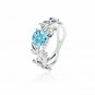 Charming Sterling Silver Leaf Ring Blue Topaz - many sizes available
