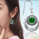 Beautiful Irish Claddagh with Green Stone Dangle Silver Hook Earrings Beautiful Irish Claddagh with Green Stone Dangle Silver Hook Earrings