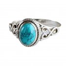 Unique Silver Cabochon Turquoise Ring size 7 8 9 & 10 Unique Silver Cabochon Turquoise Ring size 7 8 9 & 10