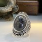 Unique & Massive VINTAGE SILVER ANTIQUE Labradorite Ring - Size 7 8 9 & 10