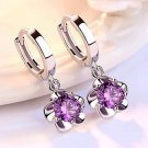 Purple Amethyst Flower Small Dangle Silver Earrings Purple Amethyst Flower Small Dangle Silver Earrings