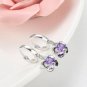 Purple Amethyst Flower Small Dangle Silver Earrings