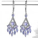 3.3ctw AAA Genuine Faced Cut Tanzanite 925 Sterling Silver Chandelier Earrings