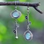 Beautiful Handmade Retro Moonstone Silver Hook Earrings