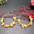 Handmade Big Golden Circle of 100% Natural Citrine Stone Hoop Earrings Handmade Big Golden Circle of 100% Natural Citrine Stone Hoop Earrings