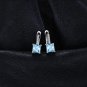 WOW! 1.40ctw Princess Cut Sky Blue Topaz 925 Sterling Silver Hoop Earrings