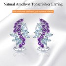 1.80ctw Enchanted Genuine Amethyst & Sky Blue Topaz 925 Lovely Omega Earrings
