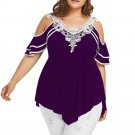 18-20/Plus size Modern Purple Street Wear Off Shoulder Lace T-Shirt Tunic Blouse 18-20/Plus size Modern Purple Street Wear Off Shoulder Lace T-Shirt Tunic Blouse