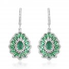 3.00ctw AAA Kagem Zambian Emerald Floral Dangle Earring Rhodium Over 925 Silver 3.00ctw AAA Kagem Zambian Emerald Floral Dangle Earring Rhodium Over 925 Silver
