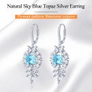 8.3ctw AAA Genuine Sky Blue & White Topaz 925 Lovely Leverback Dangle Earrings 8.3ctw AAA Genuine Sky Blue & White Topaz 925 Lovely Leverback Dangle Earrings