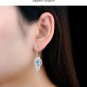 8.3ctw AAA Genuine Sky Blue & White Topaz 925 Lovely Leverback Dangle Earrings