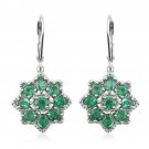 2.90 ctw AAA Kagem Zambian Green Emerald Flower Dangle Earrings 925 Silver 2.90 ctw AAA Kagem Zambian Green Emerald Flower Dangle Earrings 925 Silver