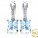 WOW! 1.40ctw Princess Cut Sky Blue Topaz 925 Sterling Silver Hoop Small Earrings WOW! 1.40ctw Princess Cut Sky Blue Topaz 925 Sterling Silver Hoop Small Earrings