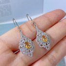 Unique Luxury Natural Citrine 925 Sterling Silver Dangle Earrings