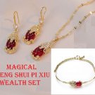 Magnificent Feng Shui Pi Xiu Wealth Protection 18k Gold Plated Garnet Set Magnificent Feng Shui Pi Xiu Wealth Protection 18k Gold Plated Garnet Set