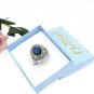 ANTIQUE SILVER Retro Handmade Two Tone Silver Lab-Created Swiss Blue Topaz Ring