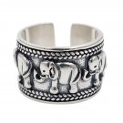 Vintage Elephant Band 925 Sterling Silver Stamped Ring-adjustable Vintage Elephant Band 925 Sterling Silver Stamped Ring-adjustable