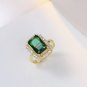 Awesome 18k Gold Plated Lab-Created Emerald with Zircon Open Ring