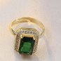Awesome 18k Gold Plated Lab-Created Emerald with Zircon Open Ring