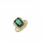 Awesome 18k Gold Plated Lab-Created Emerald with Zircon Open Ring