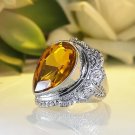 Awesome Teardrop Filigree Lab Created Citrine Rhodium Plated Ring-6 7 8 9 10 Awesome Teardrop Filigree Lab Created Citrine Rhodium Plated Ring-6 7 8 9 10