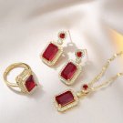 18k Gold Plated Ring, Necklace & Earrings Lab-Created Ruby & Zircon Jewelry Set 18k Gold Plated Ring, Necklace & Earrings Lab-Created Ruby & Zircon Jewelry Set