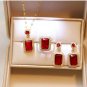 18k Gold Plated Ring, Necklace & Earrings Lab-Created Ruby & Zircon Jewelry Set