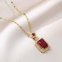 18k Gold Plated Ring, Necklace & Earrings Lab-Created Ruby & Zircon Jewelry Set