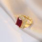 18k Gold Plated Ring, Necklace & Earrings Lab-Created Ruby & Zircon Jewelry Set