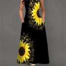 14-16 Size/Sexy Sunflower Print Sundress Sleeveless A-Shape Long Dress 14-16 Size/Sexy Sunflower Print Sundress Sleeveless A-Shape Long Dress