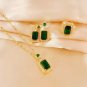 18k Gold Plated Ring, Necklace & Earrings Lab-Created Emerald & Zircon Set
