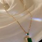 18k Gold Plated Ring, Necklace & Earrings Lab-Created Emerald & Zircon Set