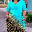 20W Plus Size/4XL 2023 Contrast Leopard Print 2 Pocket Design Casual Dress 20W Plus Size/4XL 2023 Contrast Leopard Print 2 Pocket Design Casual Dress