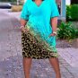 20W Plus Size/4XL 2023 Contrast Leopard Print 2 Pocket Design Casual Dress