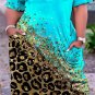 20W Plus Size/4XL 2023 Contrast Leopard Print 2 Pocket Design Casual Dress