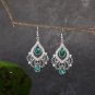 2.25in Radiant Silver Lace Green/Clear Crystal Chandelier Earrings