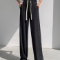14-16 Size New Fashion Solid Black Color Full Length Wide Leg Stretch Pants