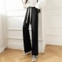 14-16 Size New Fashion Solid Black Color Full Length Wide Leg Stretch Pants