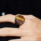 Unisex ANTIQUE SILVER Retro Handmade Tigers Eye Ring-Many Sizes