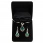 Handmade Genuine Green Agate Silver 3pc Set Pendant Chain Earrings