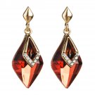 Beautiful Fashion Modern Rhombus Crystal Earrings-Red Brownish