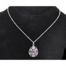 Luxury Natural Genuin 1.5ctw Amethyst Marcasite Vintag Pendant Necklac Luxury Natural Genuin 1.5ctw Amethyst Marcasite Vintag Pendant Necklac
