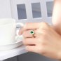 Classic Style Stunning Teardrop Lab-Created Emerald with Zircon Around Open Ring