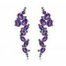 9.78ctw Spectacular Genuine Amethyst 925 Sterling Silver Cascade Earrings