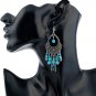 3 inch Beautiful Unique Handmade Turquoise & Hand Painted Beads Silver Earrings